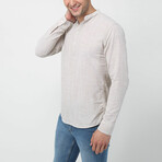 Classic Collar Long Sleeve Half Pop Linen Shirt // Beige (S)