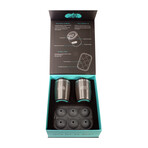 Non-Tipping Rocks Tumbler Set of 2 + Ice Ball Tray (Teal)