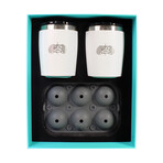 Non-Tipping Rocks Tumbler Set of 2 + Ice Ball Tray (Teal)