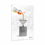 Gaultier Liquid Gold // Frameless Free Floating Tempered Glass Panel Graphic Wall Art