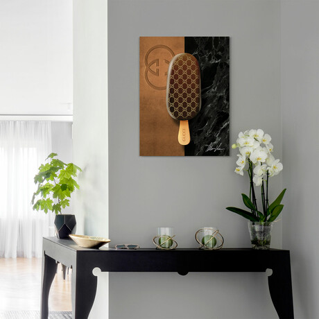 Gucci Glamour // Frameless Free Floating Tempered Glass Panel Graphic Wall Art