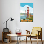 Golden Gate Gaze // Frameless Free Floating Tempered Glass Panel Graphic Wall Art