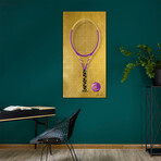 Versace Vibes Racquet // Frameless Free Floating Tempered Glass Panel Graphic Wall Art