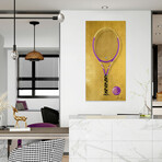 Versace Vibes Racquet // Frameless Free Floating Tempered Glass Panel Graphic Wall Art