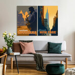 Down In The Bayou & New York Minute // Frameless Free Floating Tempered Glass Panel Graphic Wall Art // Set of 2
