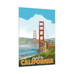 Golden Gate Gaze // Frameless Free Floating Tempered Glass Panel Graphic Wall Art