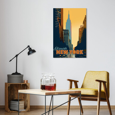 New York Minute // Frameless Free Floating Tempered Glass Panel Graphic Wall Art