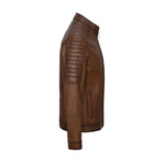 Quilt Shoulders Racer Jacket // Light Brown (S)