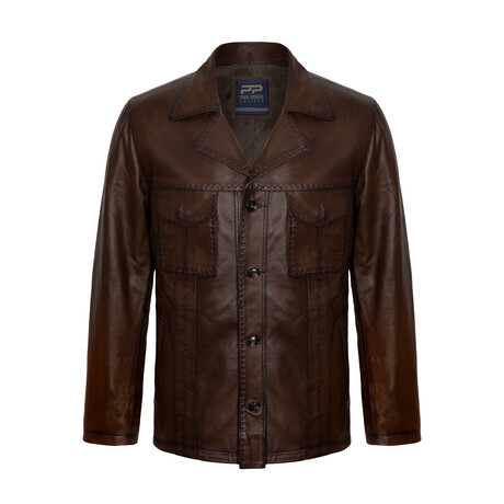 Utility Leather Jacket // Dark Brown (S)