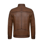 Quilt Shoulders Racer Jacket // Light Brown (L)