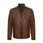 Noah Leather Jacket // Chestnut (XL)