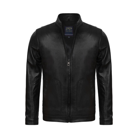 Solid Racer Leather Jacket // Black (S)