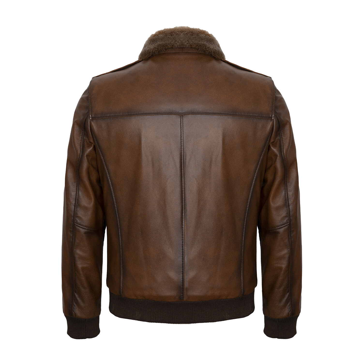 Bomber Flight Fur Neck Leather Jacket // Chestnut (M) - Paul Parker ...