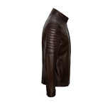 Quilted Arms & Shoulders Racer Jacket // Brown (2XL)