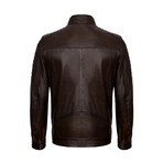 Quilted Arms & Shoulders Racer Jacket // Brown (XL)