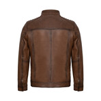 Quilted Shoulders Racer Jacket // Chestnut (3XL) - Paul Parker Leather ...