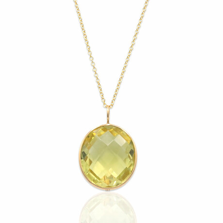 18K Yellow Gold Lemon Quartz Pendant Necklace // 18" // Pre-Owned