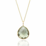 18K Yellow Gold + Green Amethyst Pear Shaped Pendant // 18" // Pre-Owned