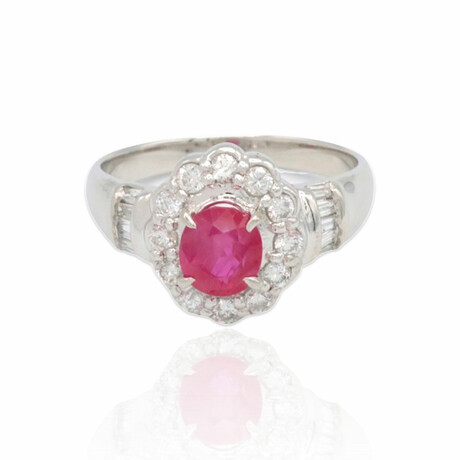 Platinum Diamond + Ruby Ring // Ring Size: 6.5 // Pre-Owned