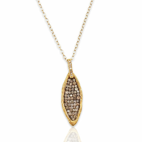 14K Yellow Gold White + Brown Diamond Necklace // 16" // Pre-Owned