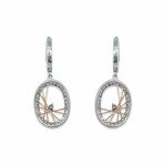 14K White Gold + 14k Rose Gold Oval Shape Diamond Earrings // Pre-Owned