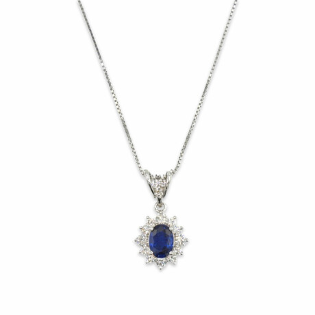 Platinum Diamond + Sapphire Necklace // 17.5" // Pre-Owned