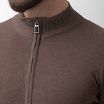 Oscar Knitwear Zipper Cardigan // Brown (XL)