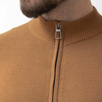 Soren Knitwear Zipper Cardigan // Camel (L)