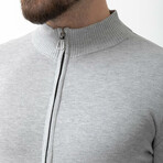 Kyson Knitwear Zipper Cardigan // Light Grey (M)