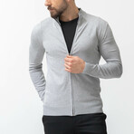 Kyson Knitwear Zipper Cardigan // Light Grey (XL)