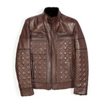 Ezra Leather Jacket // Brown (4XL)