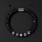 Sterling Silver + Octagonal Swarovski Crystal Bracelet  // Silver + Black (Small)