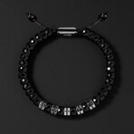 Sterling Silver + Octagonal Swarovski Crystal Bracelet  // Black Gold + Black (Small)