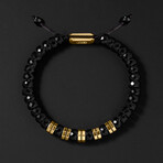 Sterling Silver + Octagonal Swarovski Crystal Bracelet  // Gold + Black (Small)