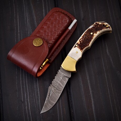 Damascus Pocket Folding Knife // 2052