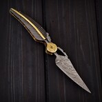Handmade Damascus Leaf Liner Lock Knife