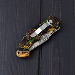 Handmade Damascus Clip Liner Lock Knife