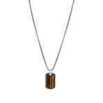 Tiger Eye Dog Tag Necklace // 22" + 2" Extension
