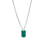 Green Malachite Layered Dog Tag Necklace // 22" + 2" Extension