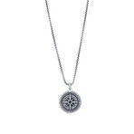 Compass Necklace With Onyx Center Stone // 22" + 2" Extension