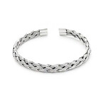 Silver Braided Cuff Bracelet // 7" + 1" Extension