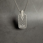 Speckled Trident Dog Tag Necklace // 22" + 2" Extension