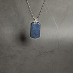 Blue Lapis Dog Tag Necklace // 22" + 2" Extension