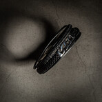 Multi Layer Black Leather Cuban Bracelet // 7.5" + 0.5" Extension