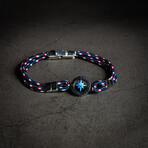 Red Blue Compass Thread Bracelet // 8"