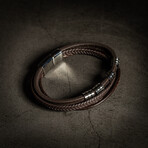 Multi Layer Brown Leather Stack Bracelet // 7.5" + 0.5" Extension