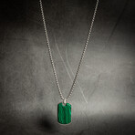 Green Malachite Layered Dog Tag Necklace // 22" + 2" Extension
