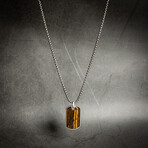 Tiger Eye Dog Tag Necklace // 22" + 2" Extension