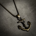 Two Tone Anchor Pendant Necklace // 22" + 2" Extension