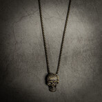 Two Tone Speckled Skull Pendant Necklace // 22" + 2" Extension